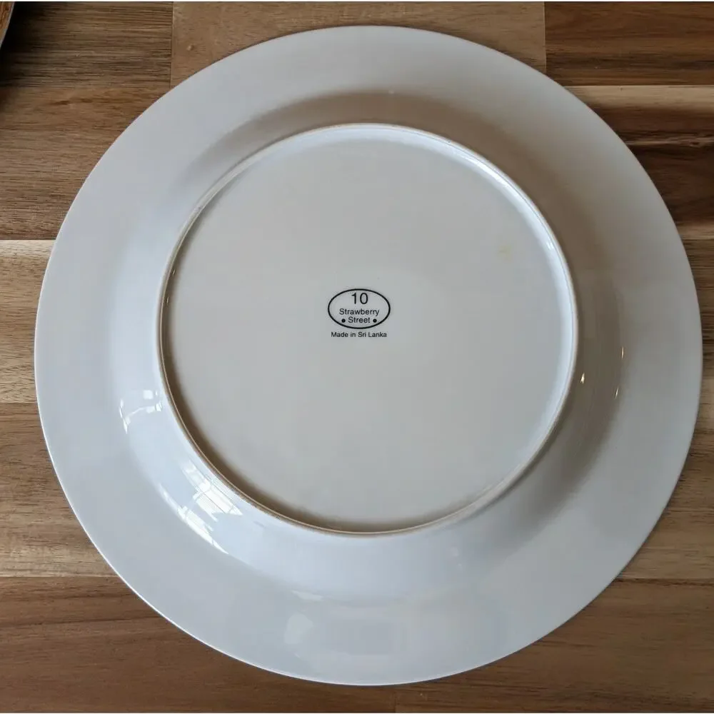 Set of 4 Strawberry Street Gold Rim Dinner Plates 10.5